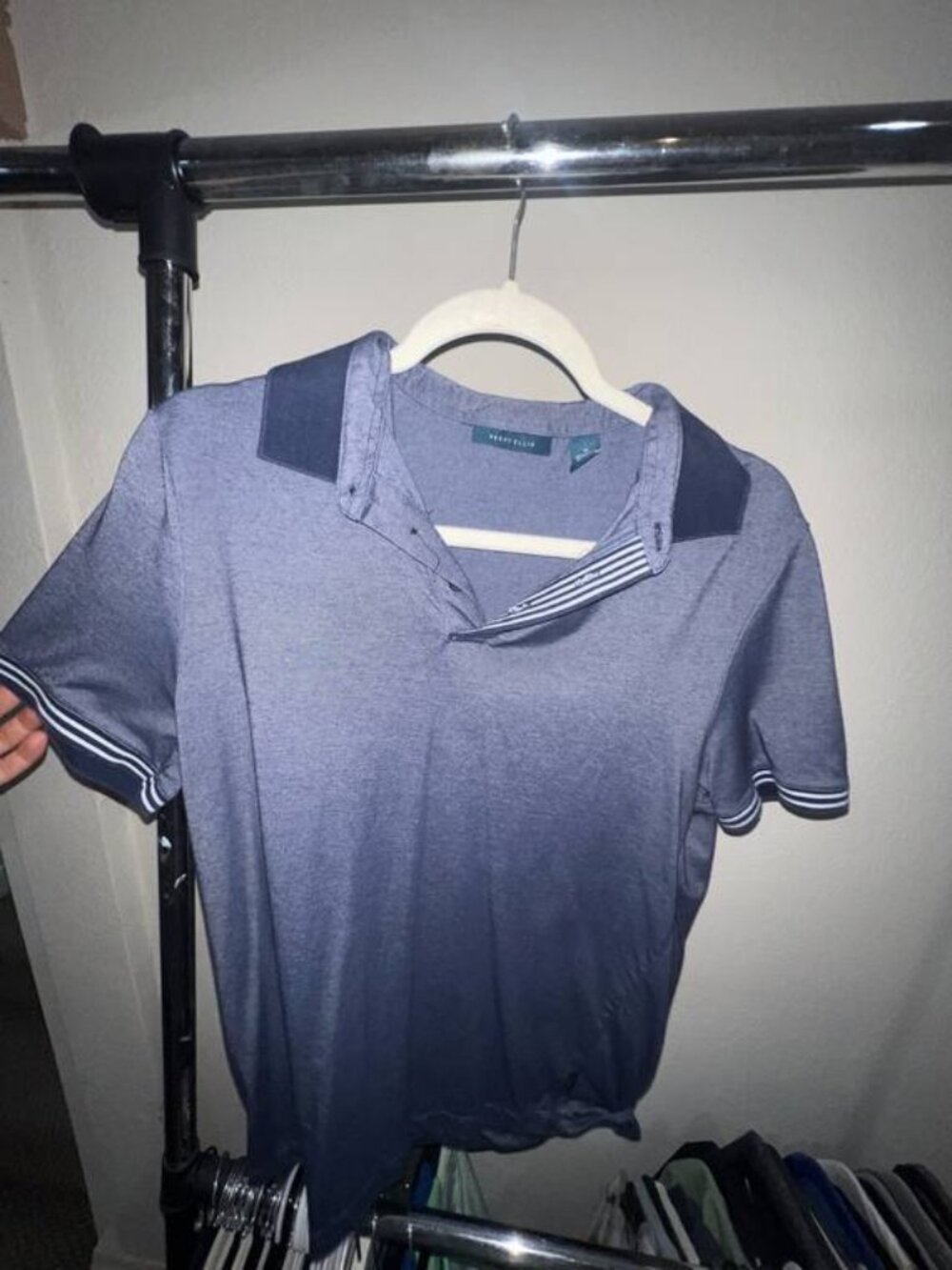 Perry Ellis Navy Heather Polo w/ White Trim